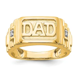 14k Yellow Gold Casted Men's Diamond Dad Ring