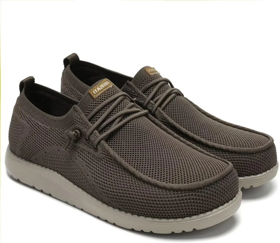 1TAZERO Wide-Shoes for Men-Slip on Walking-Loafers Casual-Shoes - Wide Width Comfortable Orthopedic Shoes for Men with Arch Support for Plantar Fasciitis