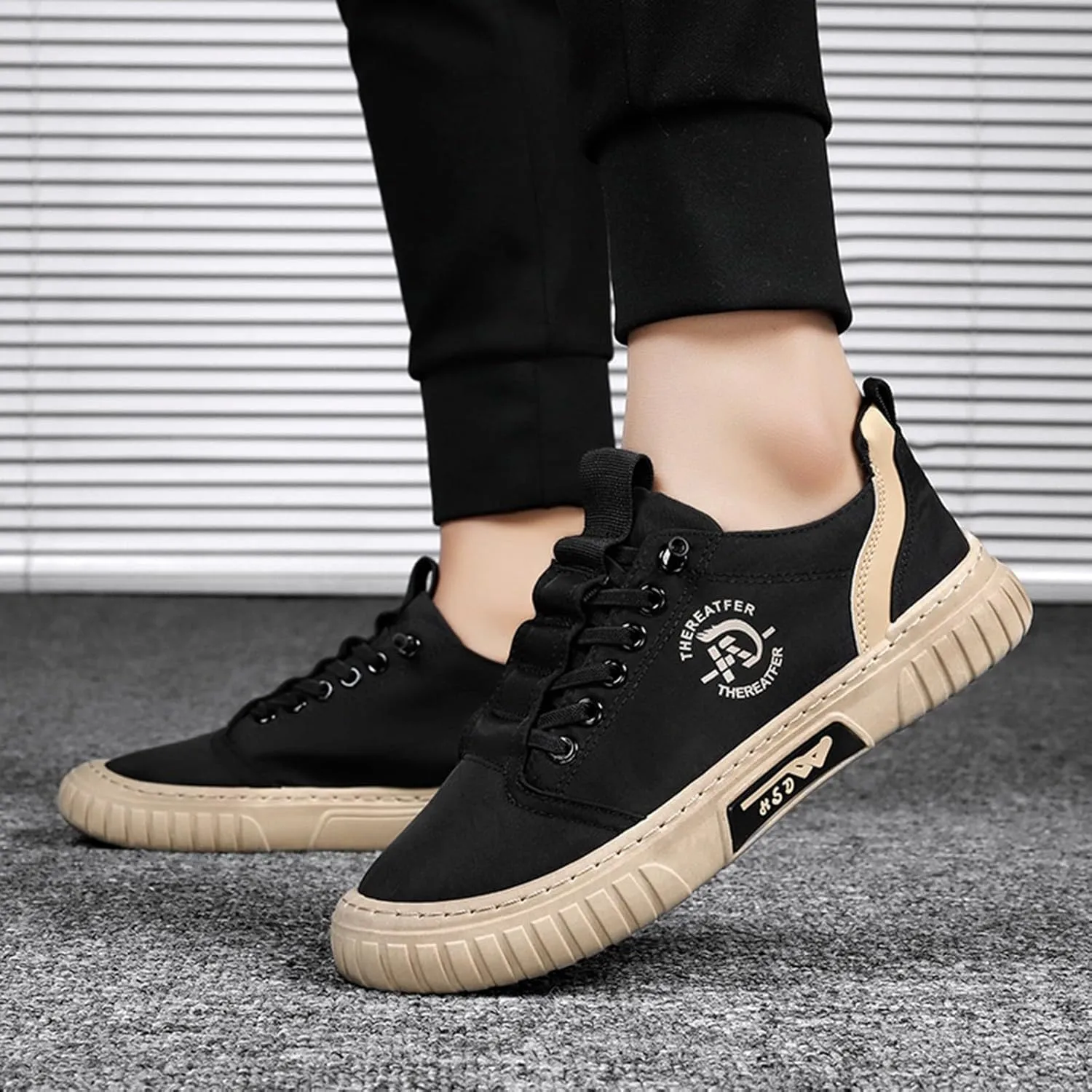 2023 Fashion Sneakers for Men Running Shoes Breathable Lightweight Comfortable Fashion Non Slip Walking Shoes Retro Sneakers Soft Sole Comfort Lace Up Men's Shoes Outdoor