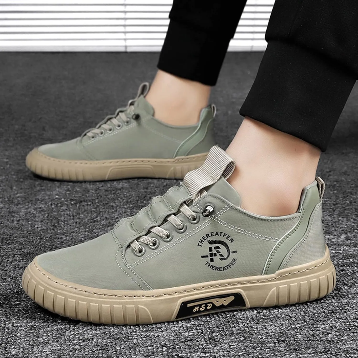 2023 Fashion Sneakers for Men Running Shoes Breathable Lightweight Comfortable Fashion Non Slip Walking Shoes Retro Sneakers Soft Sole Comfort Lace Up Men's Shoes Outdoor