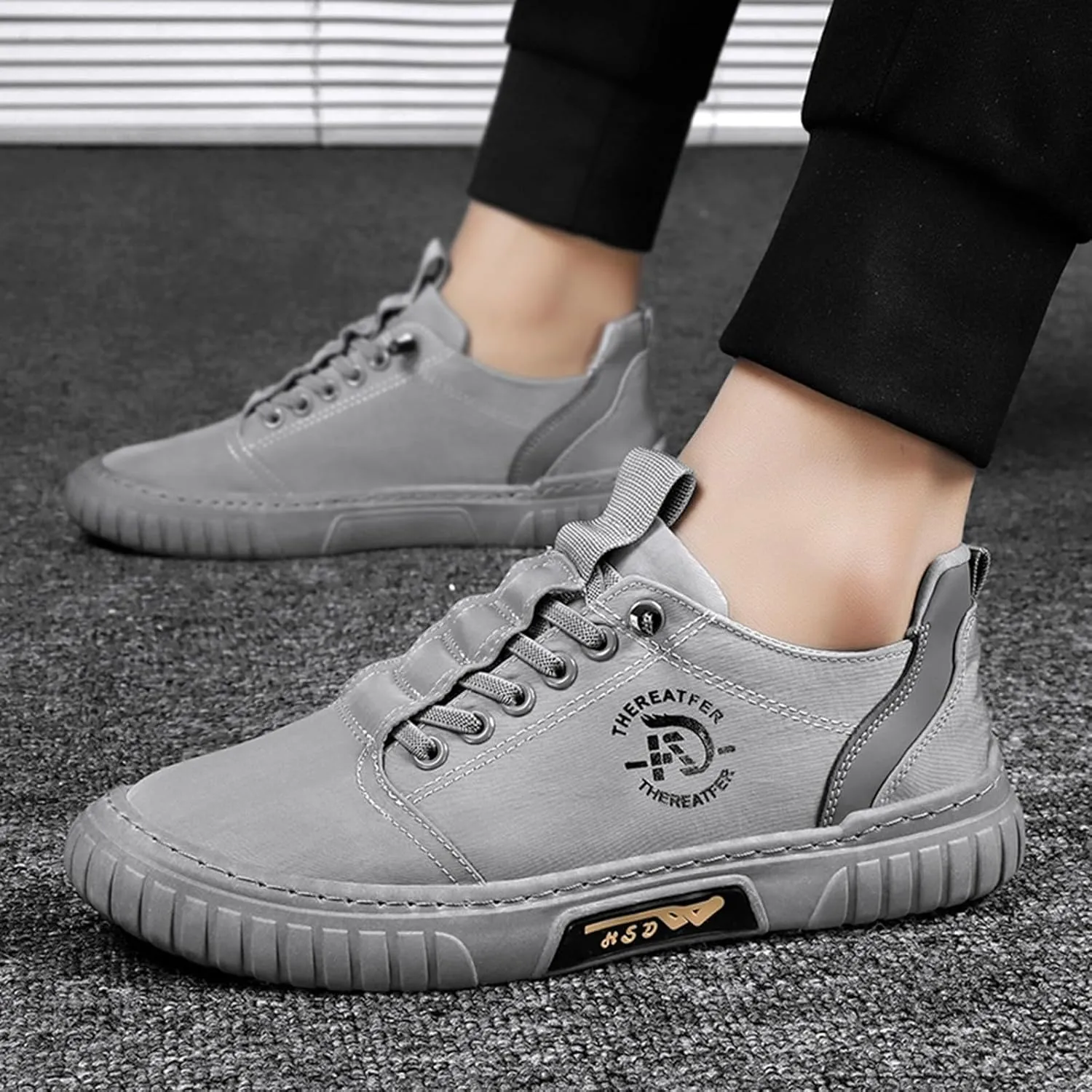 2023 Fashion Sneakers for Men Running Shoes Breathable Lightweight Comfortable Fashion Non Slip Walking Shoes Retro Sneakers Soft Sole Comfort Lace Up Men's Shoes Outdoor