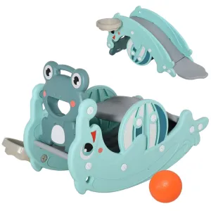 3-in-1 Baby Rocking Horse Portable Slide Basketball Hoop, Age 3-5 HOMCOM
