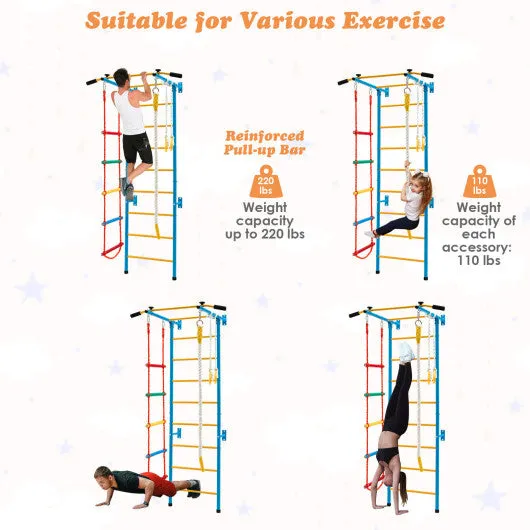5 In 1 Kids Indoor Gym Playground Swedish Wall Ladder-Yellow