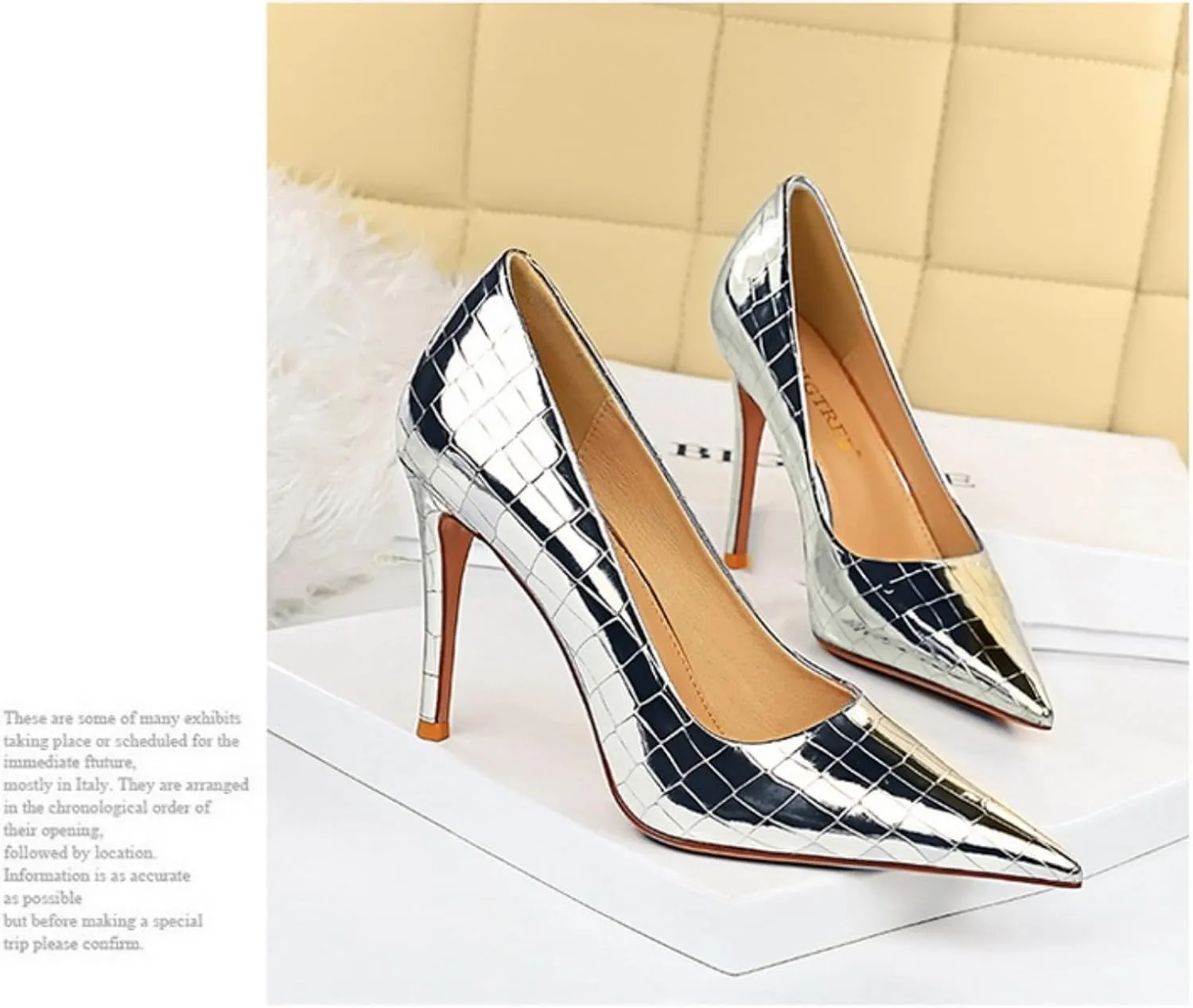 Aflngle Women Sexy High Heels Pumps Fashion Pointed Stiletto Toe Heels Shoes Classy Closed Slip On Heels with Patent Leather Pumps Comfort Wedding Cute Evening Dress Party Shoes