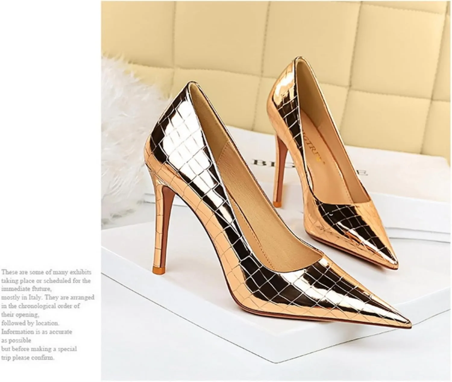 Aflngle Women Sexy High Heels Pumps Fashion Pointed Stiletto Toe Heels Shoes Classy Closed Slip On Heels with Patent Leather Pumps Comfort Wedding Cute Evening Dress Party Shoes