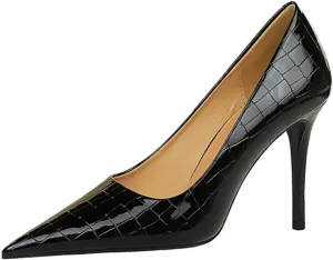 Aflngle Women Sexy High Heels Pumps Fashion Pointed Stiletto Toe Heels Shoes Classy Closed Slip On Heels with Patent Leather Pumps Comfort Wedding Cute Evening Dress Party Shoes