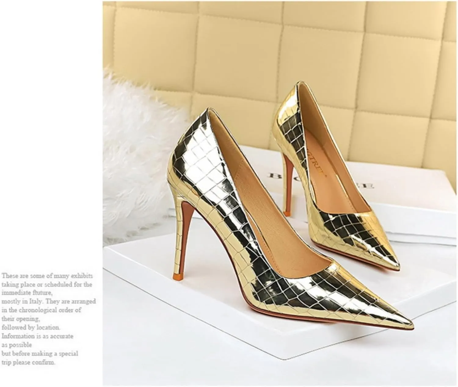 Aflngle Women Sexy High Heels Pumps Fashion Pointed Stiletto Toe Heels Shoes Classy Closed Slip On Heels with Patent Leather Pumps Comfort Wedding Cute Evening Dress Party Shoes
