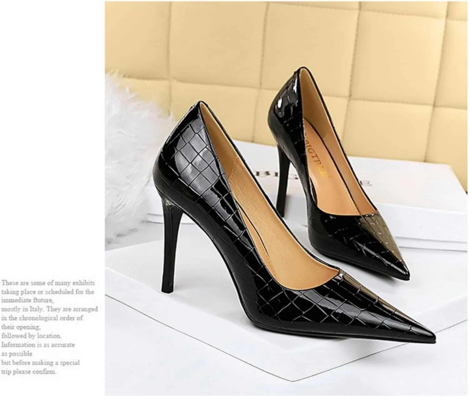 Aflngle Women Sexy High Heels Pumps Fashion Pointed Stiletto Toe Heels Shoes Classy Closed Slip On Heels with Patent Leather Pumps Comfort Wedding Cute Evening Dress Party Shoes