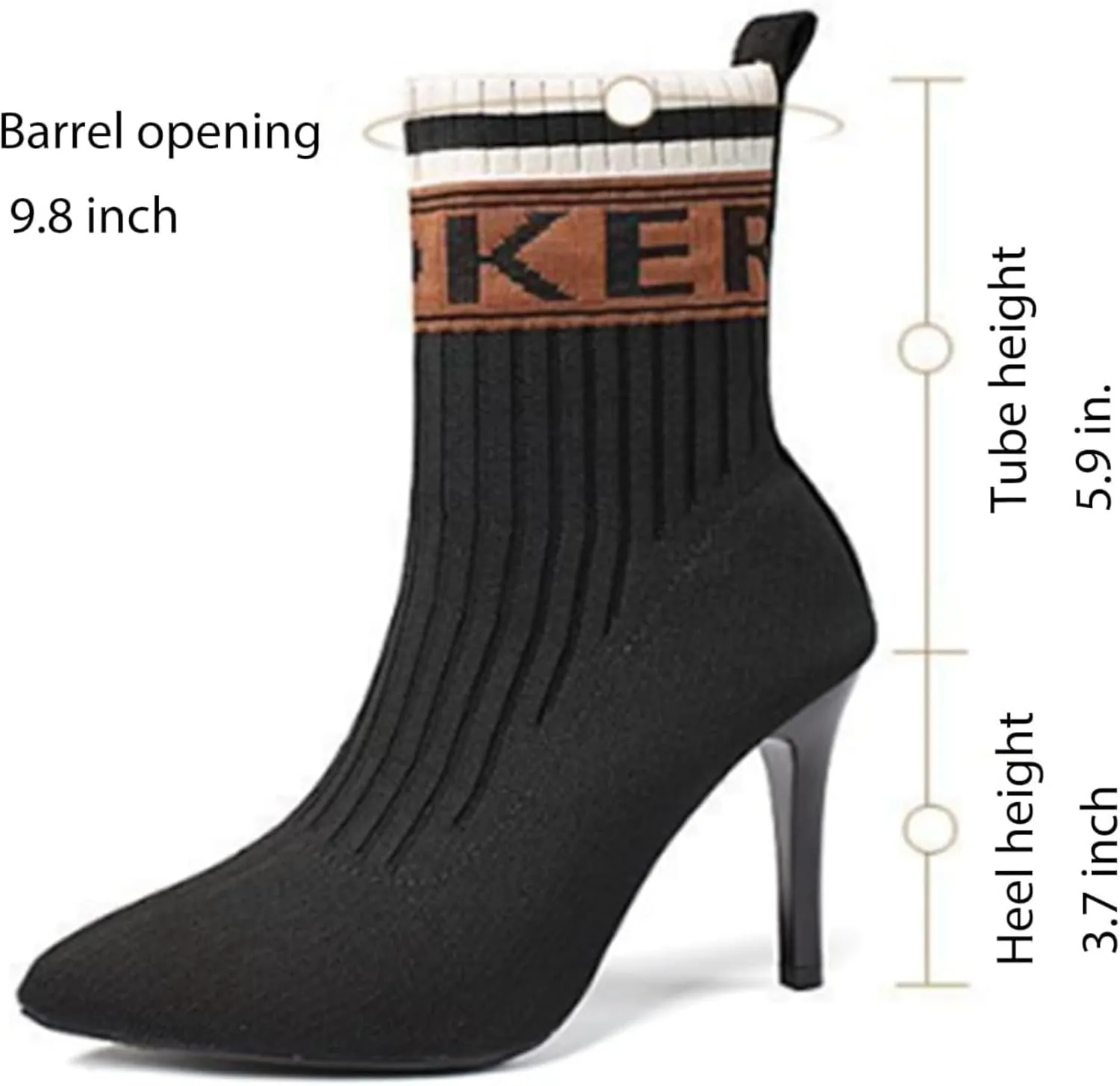 Aflngle Women's Fashion Ankle Boots Sexy Pointed Toe Stiletto High Heels Boots Elastic Knitted Fabric Short Long Sock Heels Comfy Mid Calf Booties