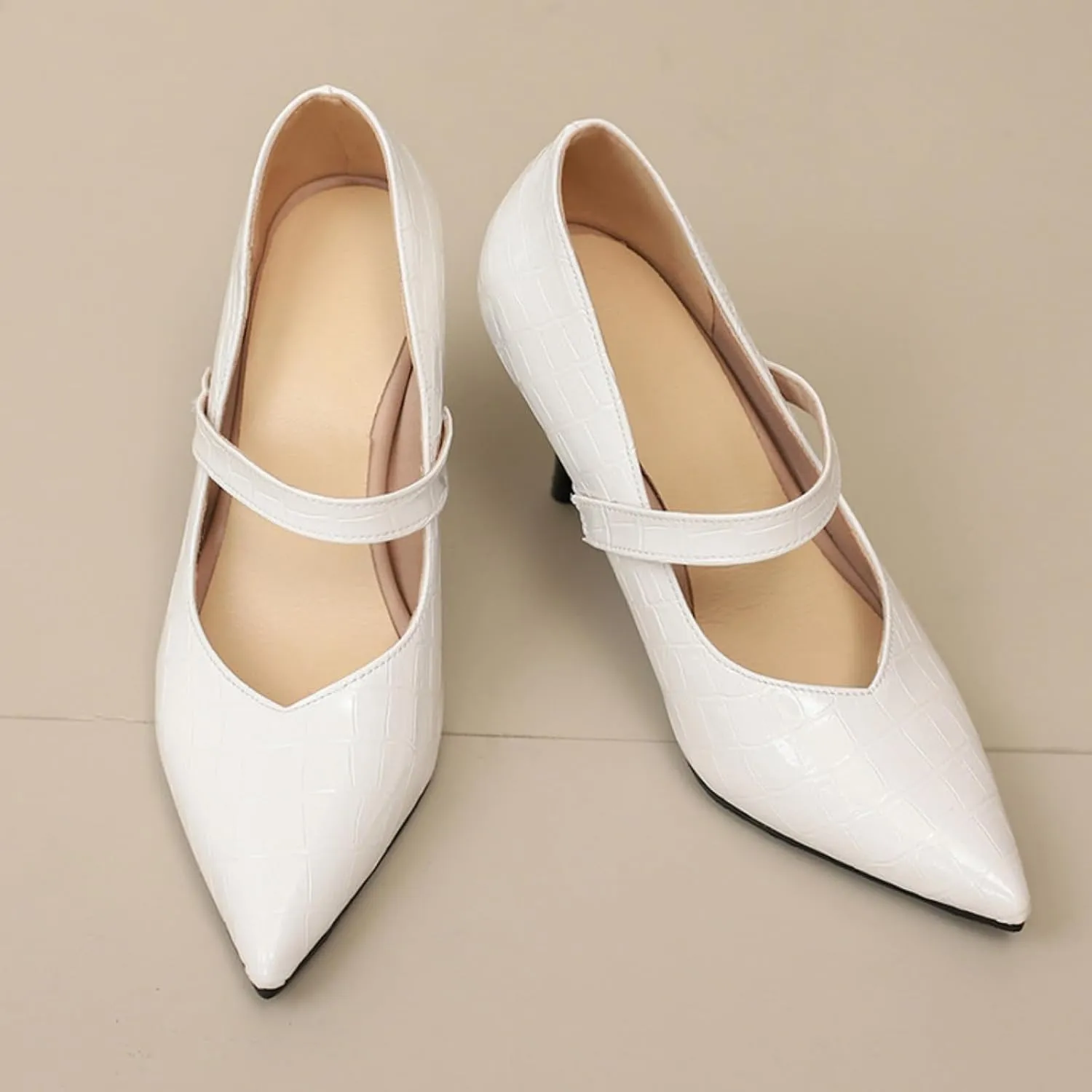 Aflngle Women's Pointed Toe Closed Stiletto High Heels Pumps Fashion Elastic Ankle Strap Wedding Party Prom Dress Shoes