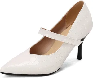 Aflngle Women's Pointed Toe Closed Stiletto High Heels Pumps Fashion Elastic Ankle Strap Wedding Party Prom Dress Shoes