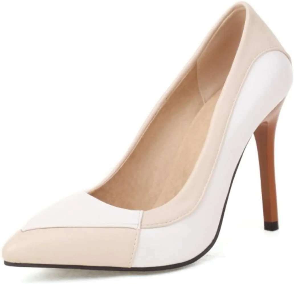 Aflngle Women's Sexy Pointed Toe Closed Stiletto High Heels Pumps Fashion Patchwork Wedding Evening Party Prom Dress Shoes