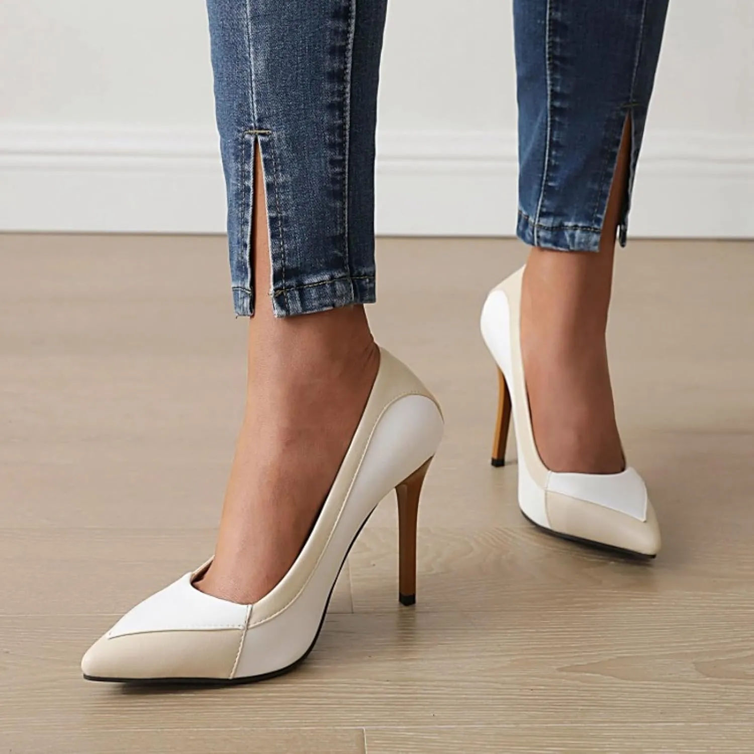 Aflngle Women's Sexy Pointed Toe Closed Stiletto High Heels Pumps Fashion Patchwork Wedding Evening Party Prom Dress Shoes