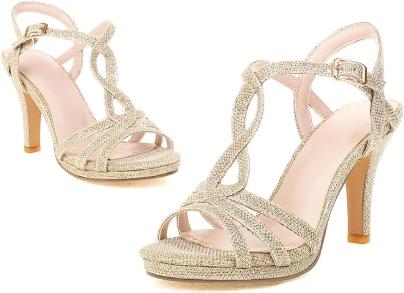 Aflngle Women's Sexy Stiletto High Heels Sandals Fashion Glitter Crisscross Strap Open Toe Wedding Evening Party Prom Dress Pumps Shoes
