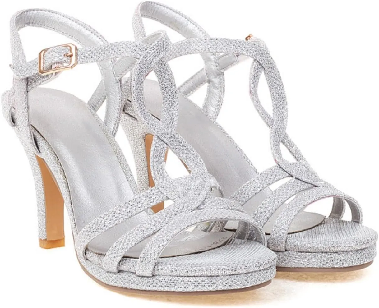 Aflngle Women's Sexy Stiletto High Heels Sandals Fashion Glitter Crisscross Strap Open Toe Wedding Evening Party Prom Dress Pumps Shoes