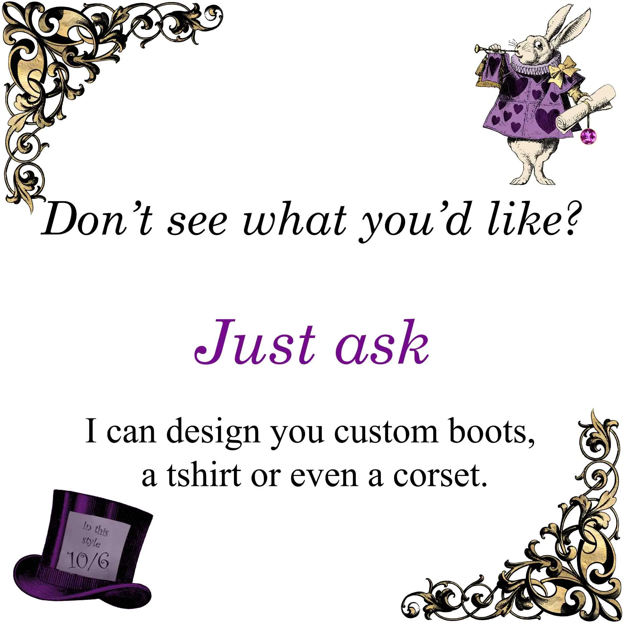 Alice in Wonderland Queen of Hearts Vegan Leather Combat Boots - Through the Looking Glass Gothic Boots (JPREG102)