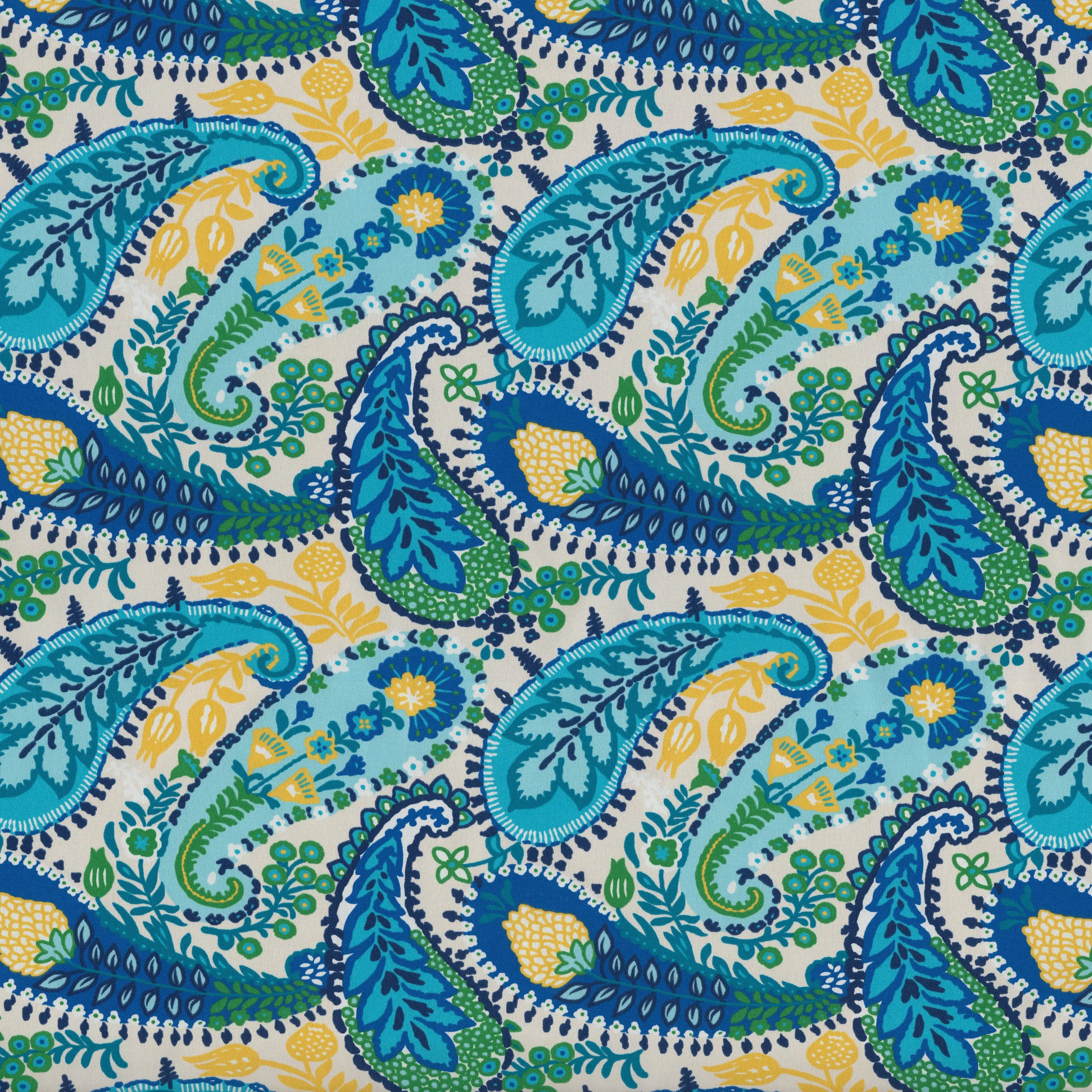 Amalia Paisley Blue Squared Corners Chair Cushion