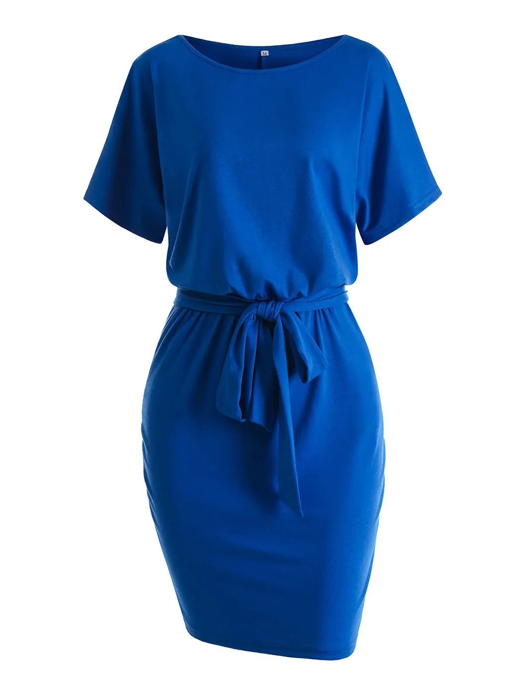 Anna-Kaci Women's Summer V-neck Solid Short Sleeve T Shirt Dress Casual Tie Waist Skirt