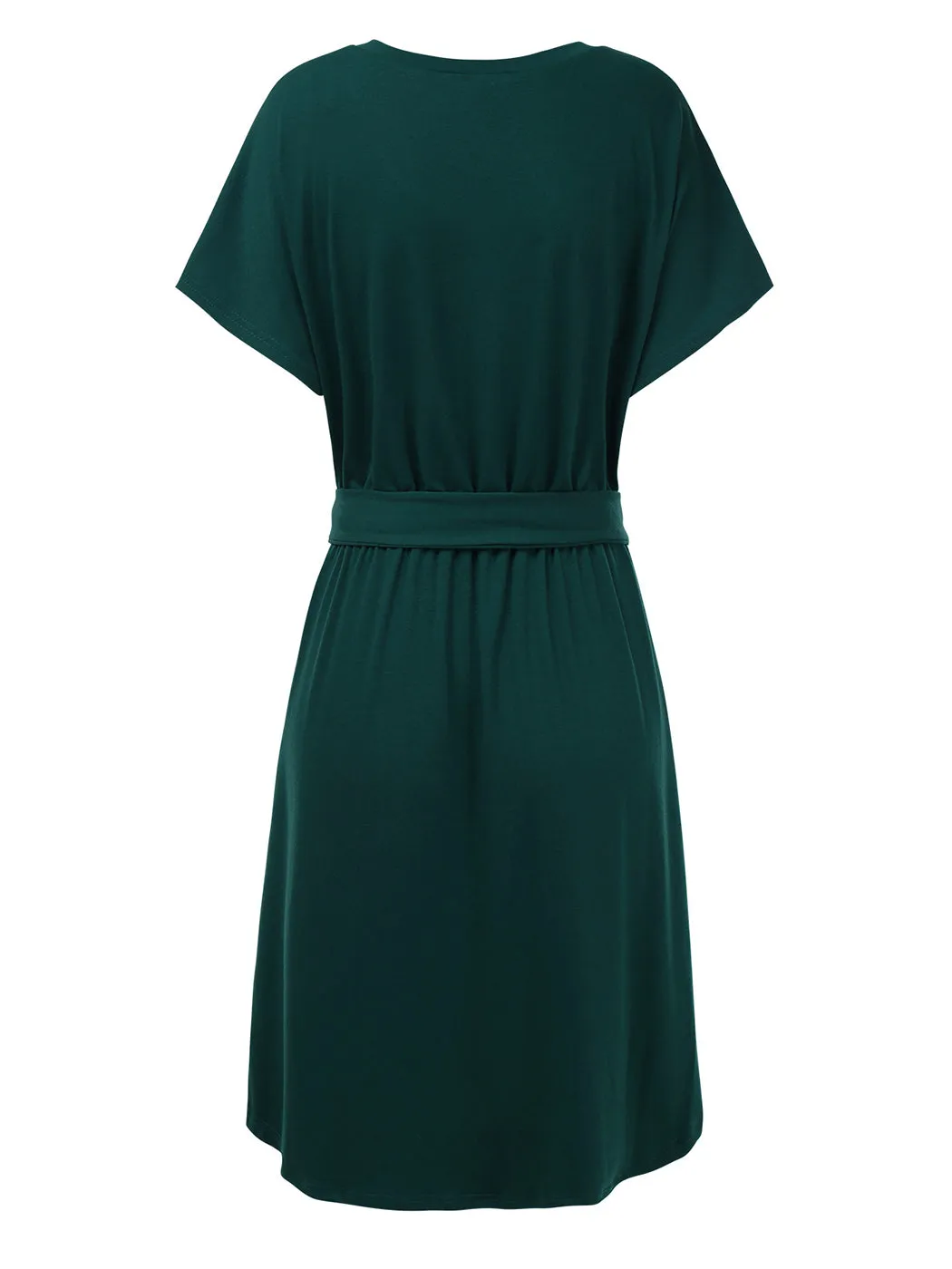 Anna-Kaci Women's Summer V-neck Solid Short Sleeve T Shirt Dress Casual Tie Waist Skirt