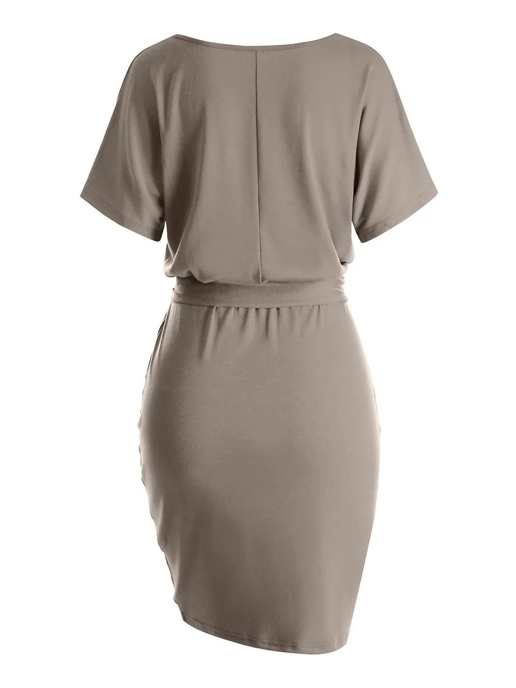 Anna-Kaci Women's Summer V-neck Solid Short Sleeve T Shirt Dress Casual Tie Waist Skirt
