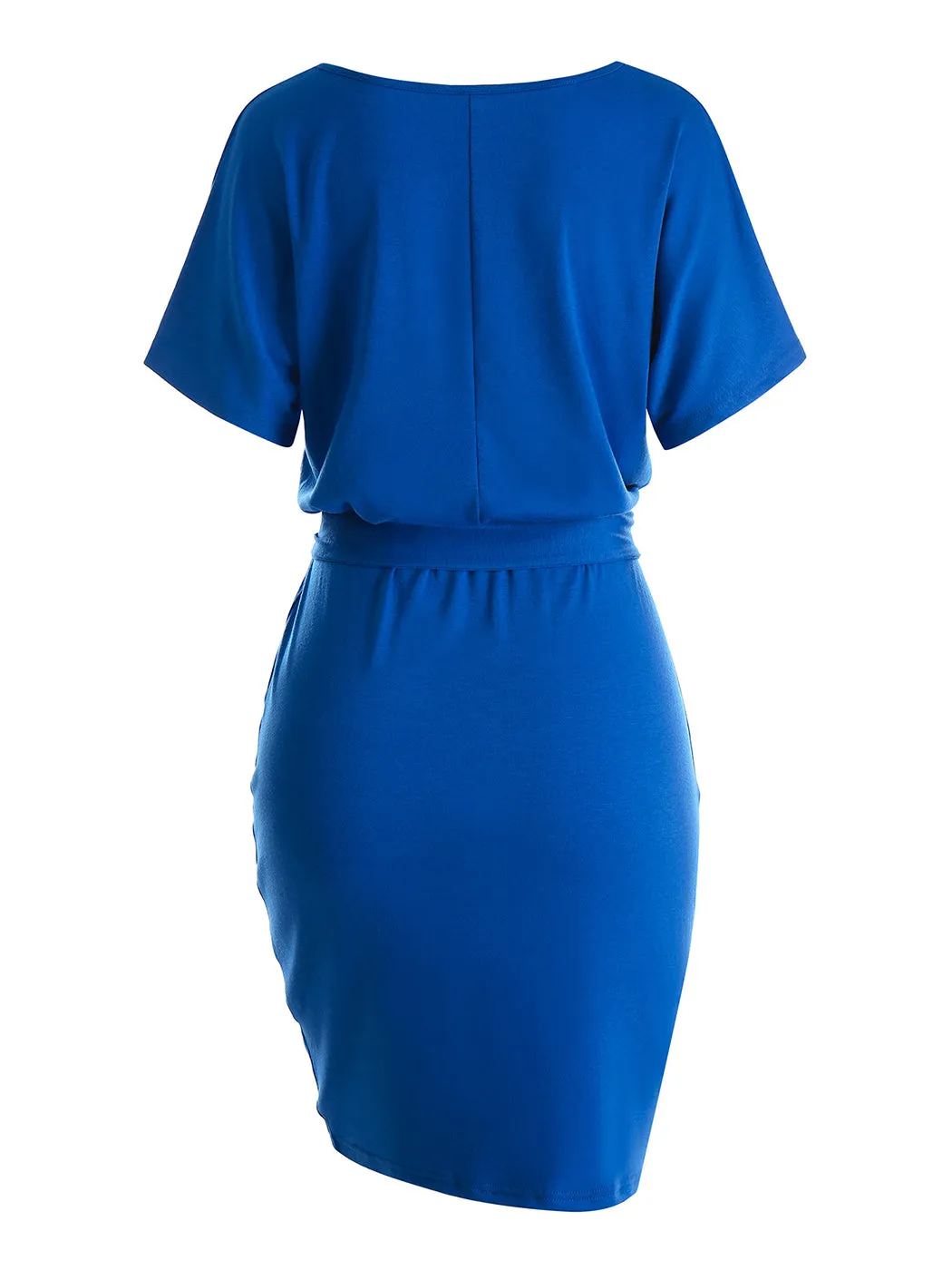 Anna-Kaci Women's Summer V-neck Solid Short Sleeve T Shirt Dress Casual Tie Waist Skirt