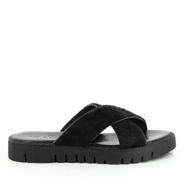 Antichi Romani 179 Black Cross-Strap Slides