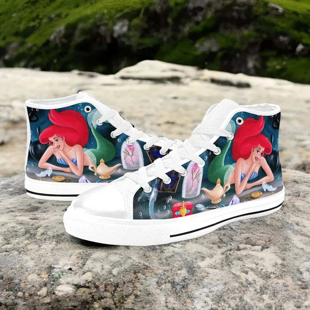 Ariel The Little Mermaid Shoes High Top Sneakers for Kids and Adults