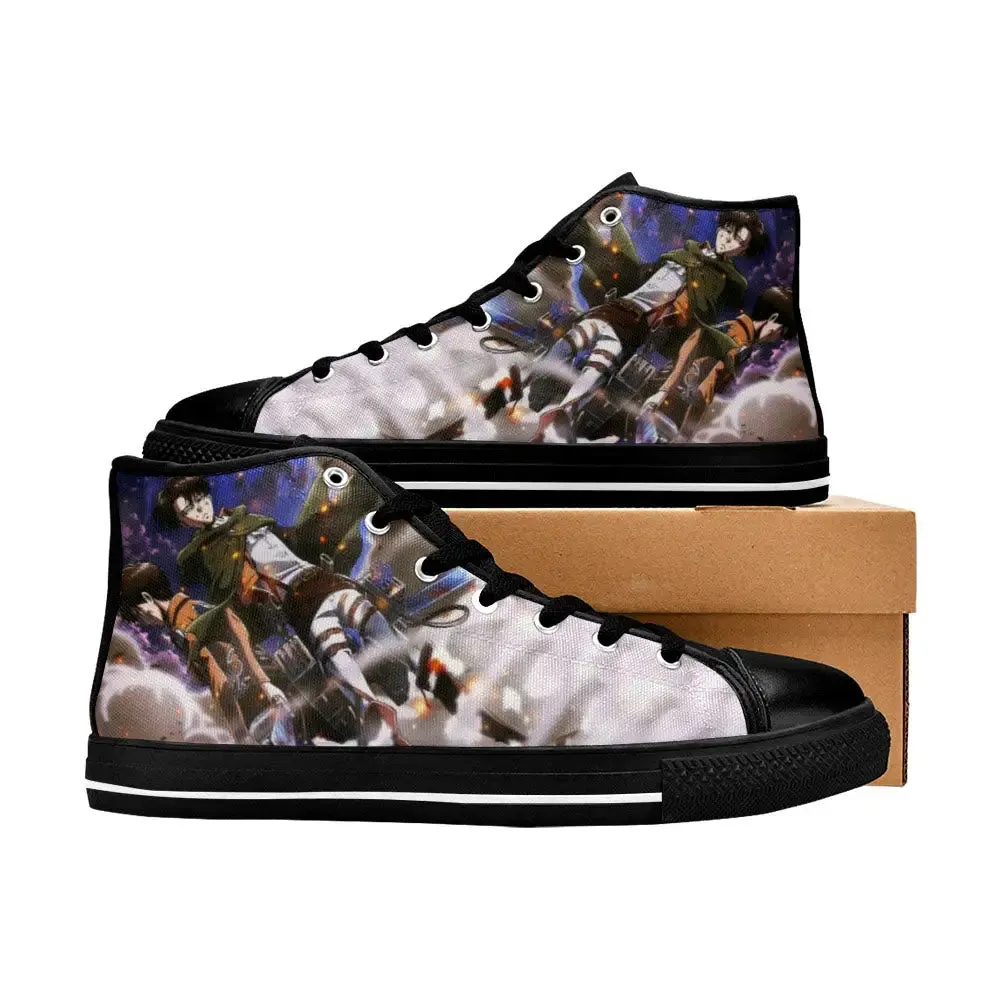 Attack On Titan Levi Ackerman Eren Shoes High Top Sneakers for Kids and Adults