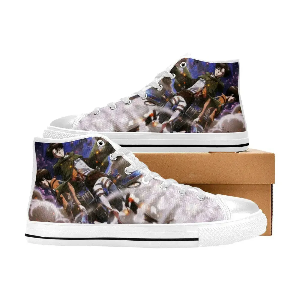 Attack On Titan Levi Ackerman Eren Shoes High Top Sneakers for Kids and Adults
