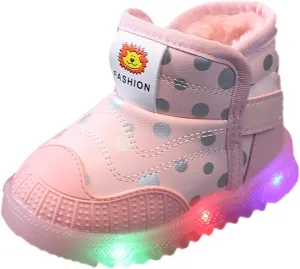 Baby Girls Boys Boots Led High Top First Walking Shoes Cotton Inner Luminous Light up Casual High Heels Shoes
