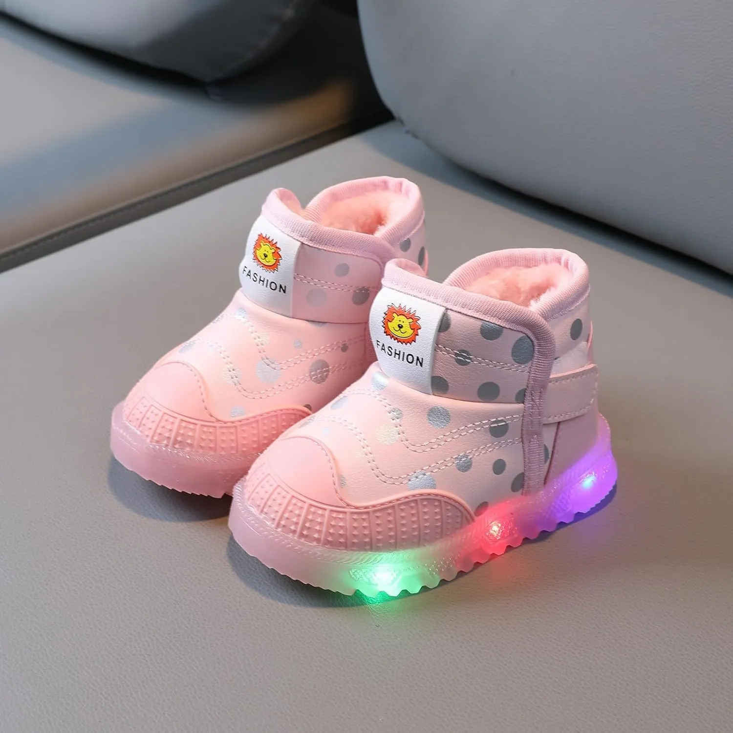 Baby Girls Boys Boots Led High Top First Walking Shoes Cotton Inner Luminous Light up Casual High Heels Shoes