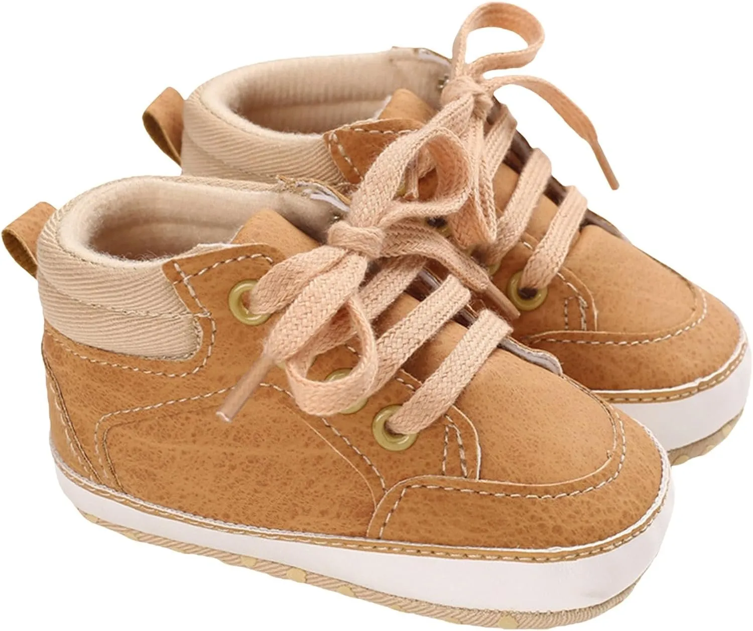 Baby Girls Boys High Top Shoes Soft Anti-Slip Sole Newborn First ?alkers Lace up Canvas Denim Unisex Sneaker