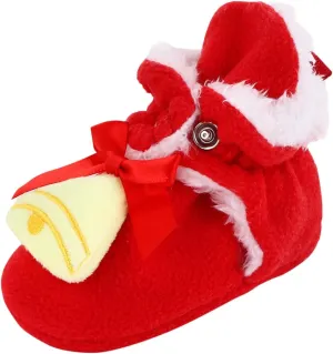 Baby Winter Shoes Infant Christmas Booties Soft Baby Santa Winter Warm Slippers Fur Lined Snow Boots Kids Shoes