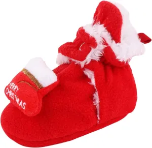 Baby Winter Shoes Infant Christmas Booties Soft Baby Santa Winter Warm Slippers Fur Lined Snow Boots Kids Shoes