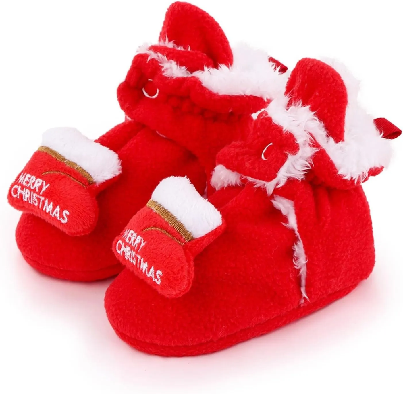 Baby Winter Shoes Infant Christmas Booties Soft Baby Santa Winter Warm Slippers Fur Lined Snow Boots Kids Shoes