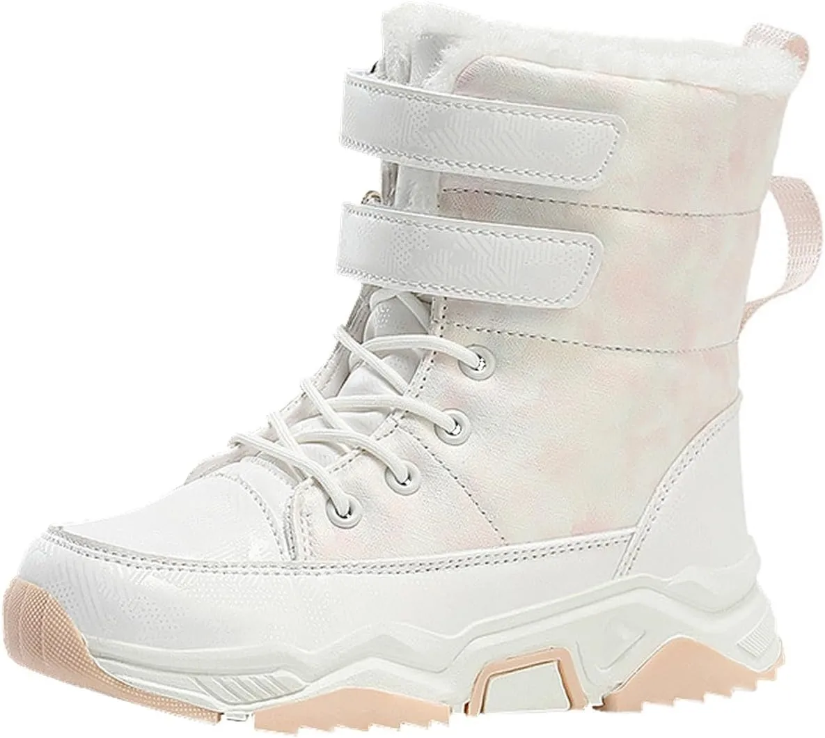 Big Kids Snow Booties Fuzzy Fashion Warm Shoes Childrens Boys Flat Comfy Chunky Sole Boots Open Toe Winter Ski Non Slip