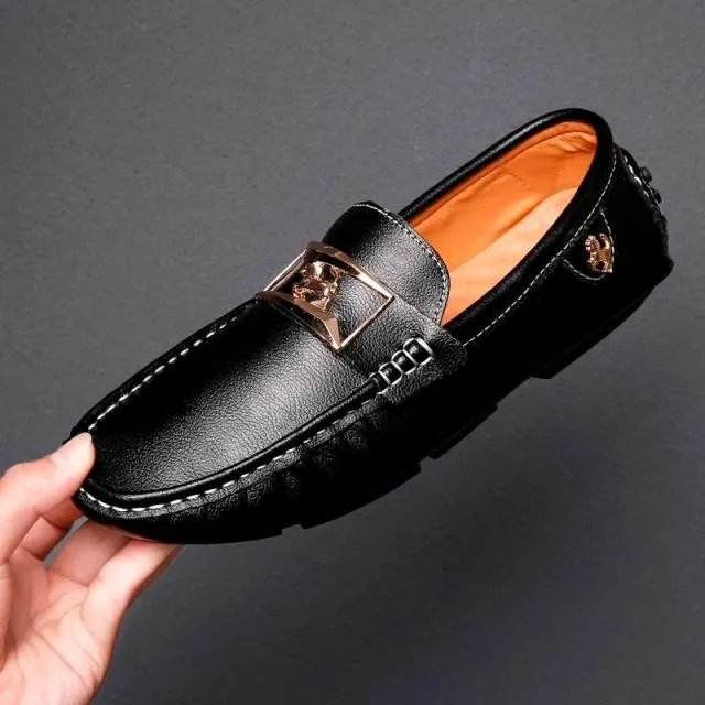 Big Size Leather Moccasins Casual Mens Driving Shoes Outdoor Slip On Men Lazy Shoes