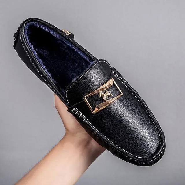 Big Size Leather Moccasins Casual Mens Driving Shoes Outdoor Slip On Men Lazy Shoes
