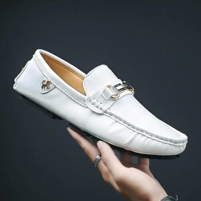 Big Size Leather Moccasins Casual Mens Driving Shoes Outdoor Slip On Men Lazy Shoes