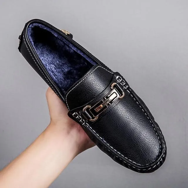 Big Size Leather Moccasins Casual Mens Driving Shoes Outdoor Slip On Men Lazy Shoes