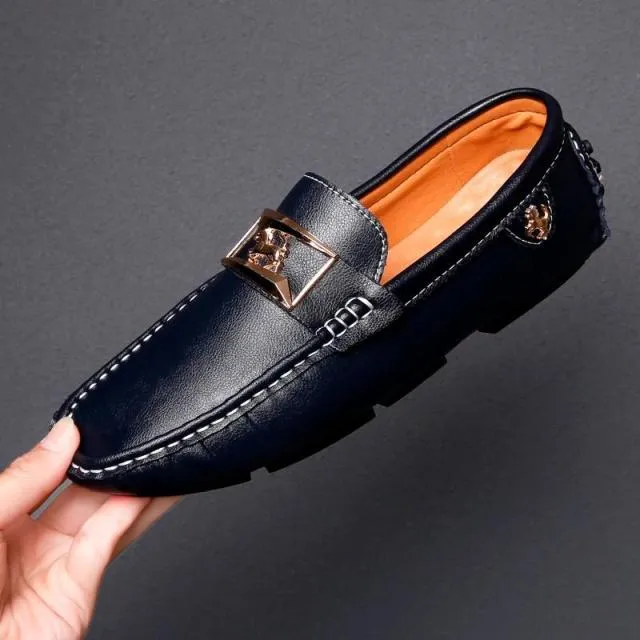 Big Size Leather Moccasins Casual Mens Driving Shoes Outdoor Slip On Men Lazy Shoes