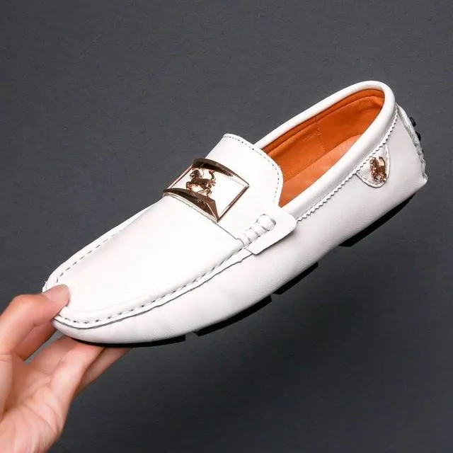 Big Size Leather Moccasins Casual Mens Driving Shoes Outdoor Slip On Men Lazy Shoes