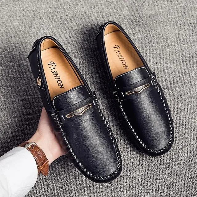 Big Size Leather Moccasins Casual Mens Driving Shoes Outdoor Slip On Men Lazy Shoes