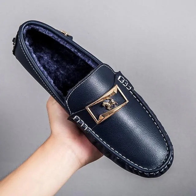 Big Size Leather Moccasins Casual Mens Driving Shoes Outdoor Slip On Men Lazy Shoes