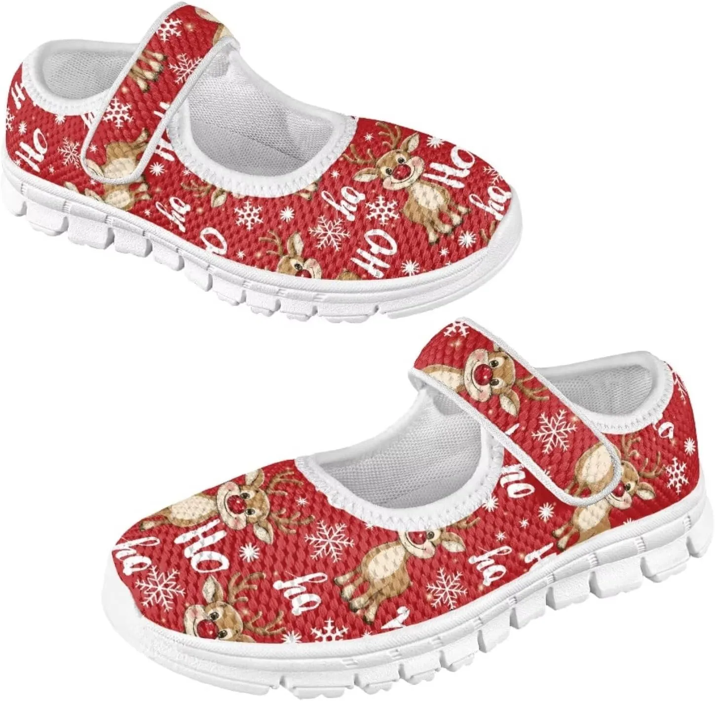 Binienty Fashion Mary Jane Sneakers for Girls Anti-Slip Holiday Christmas Easter Mesh Flat Sneaker School Shoes