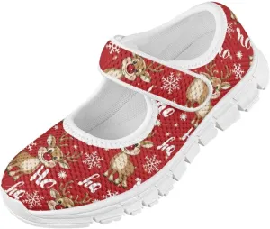 Binienty Fashion Mary Jane Sneakers for Girls Anti-Slip Holiday Christmas Easter Mesh Flat Sneaker School Shoes