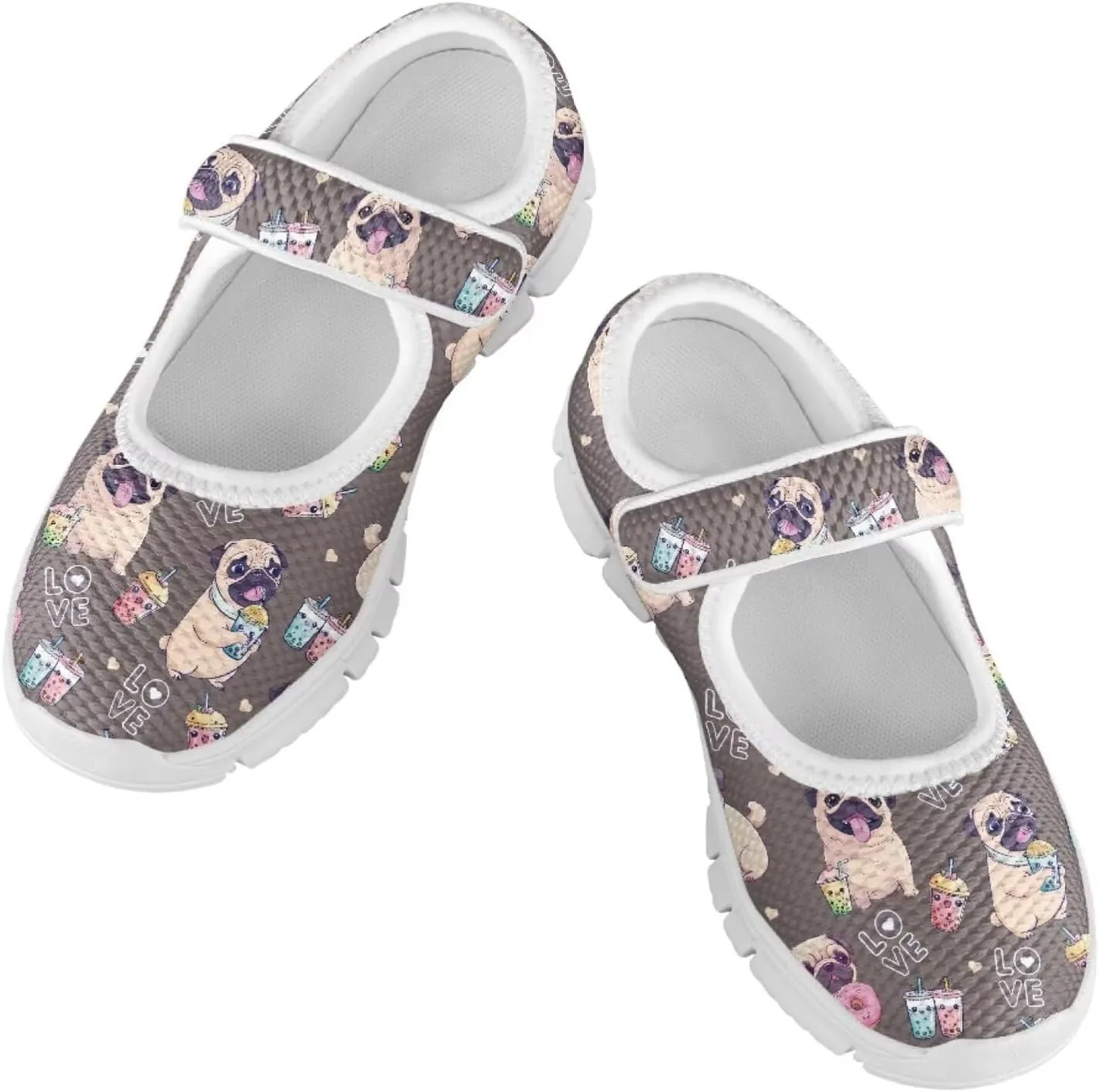 Binienty Girls Animal Mary Jane Sneakers Custaom Cute Slip On School Dress Up Flats Shoes