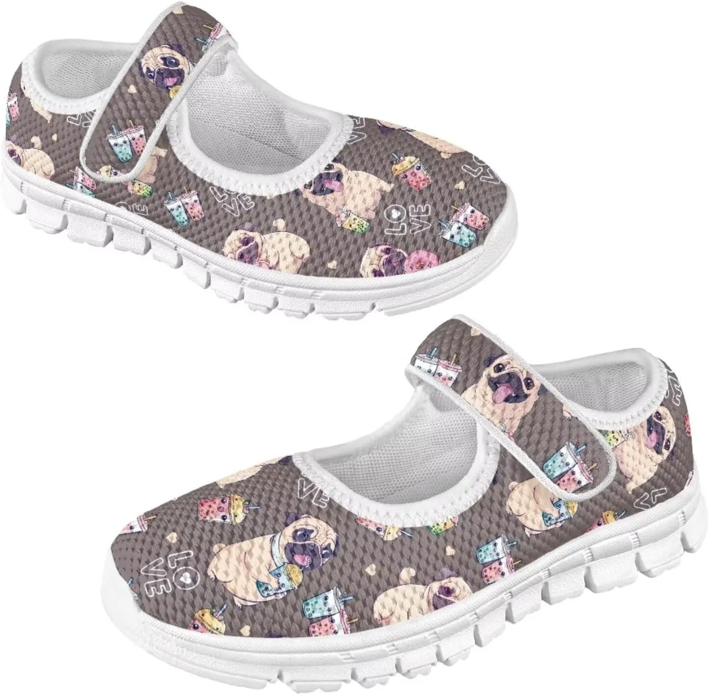 Binienty Girls Animal Mary Jane Sneakers Custaom Cute Slip On School Dress Up Flats Shoes