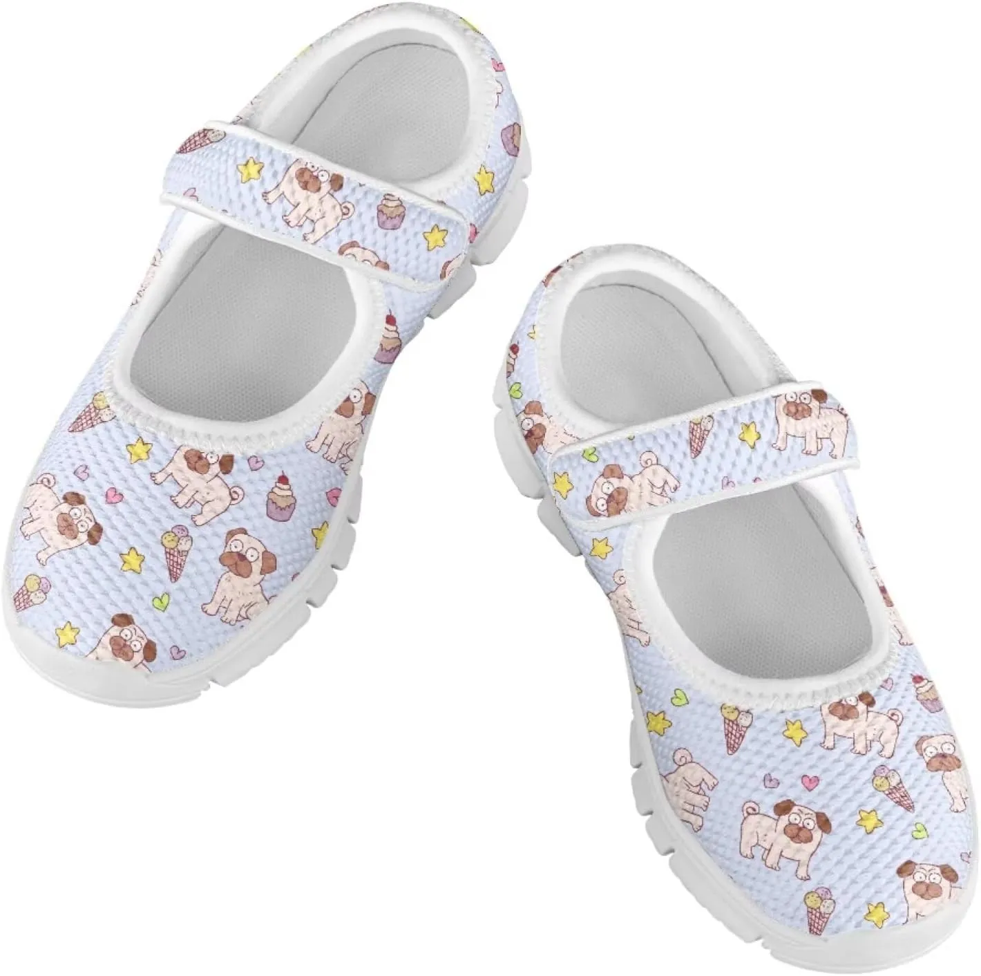 Binienty Girls Animal Mary Jane Sneakers Custaom Cute Slip On School Dress Up Flats Shoes