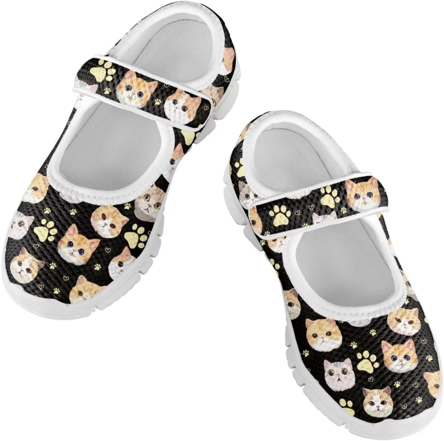 Binienty Girls Animal Mary Jane Sneakers Custaom Cute Slip On School Dress Up Flats Shoes